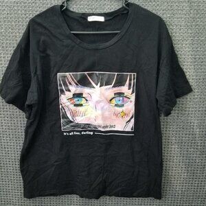 Romwe Black T Shirt to the moon and never back size 6